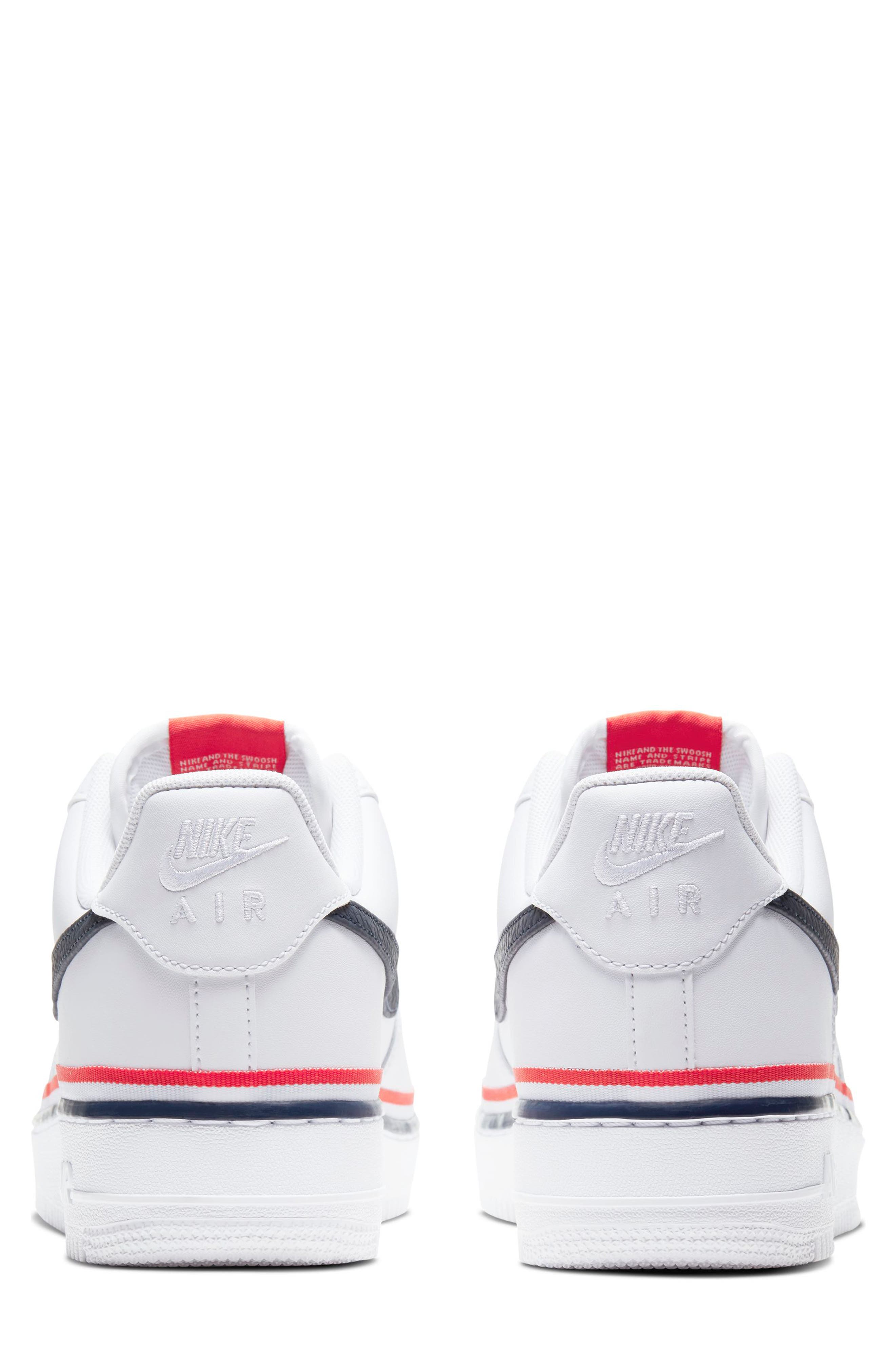 AIR FORCE 1 07 LV8 1 SNEAKER, Alternate, color, WHITE/ OBSIDIAN/ HABANERO RED
