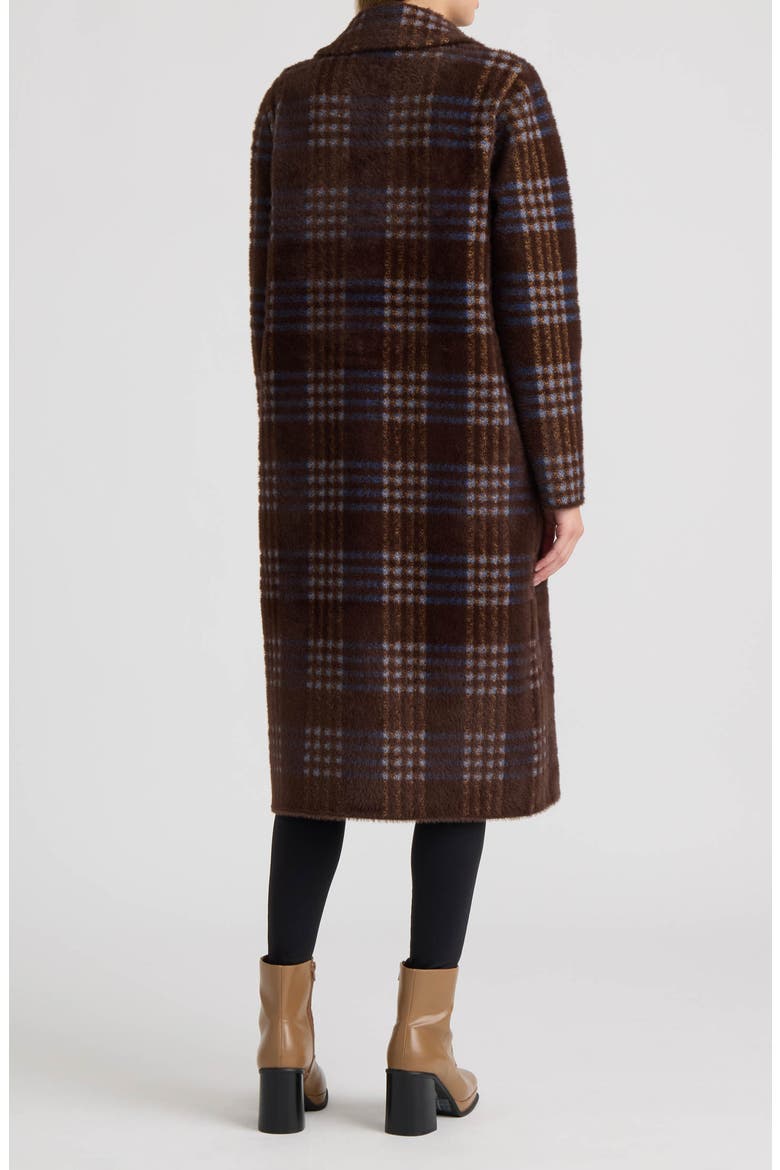Plaid Notch Collar Coatigan, Alternate, color, ESPRESSO BLUE PLAID