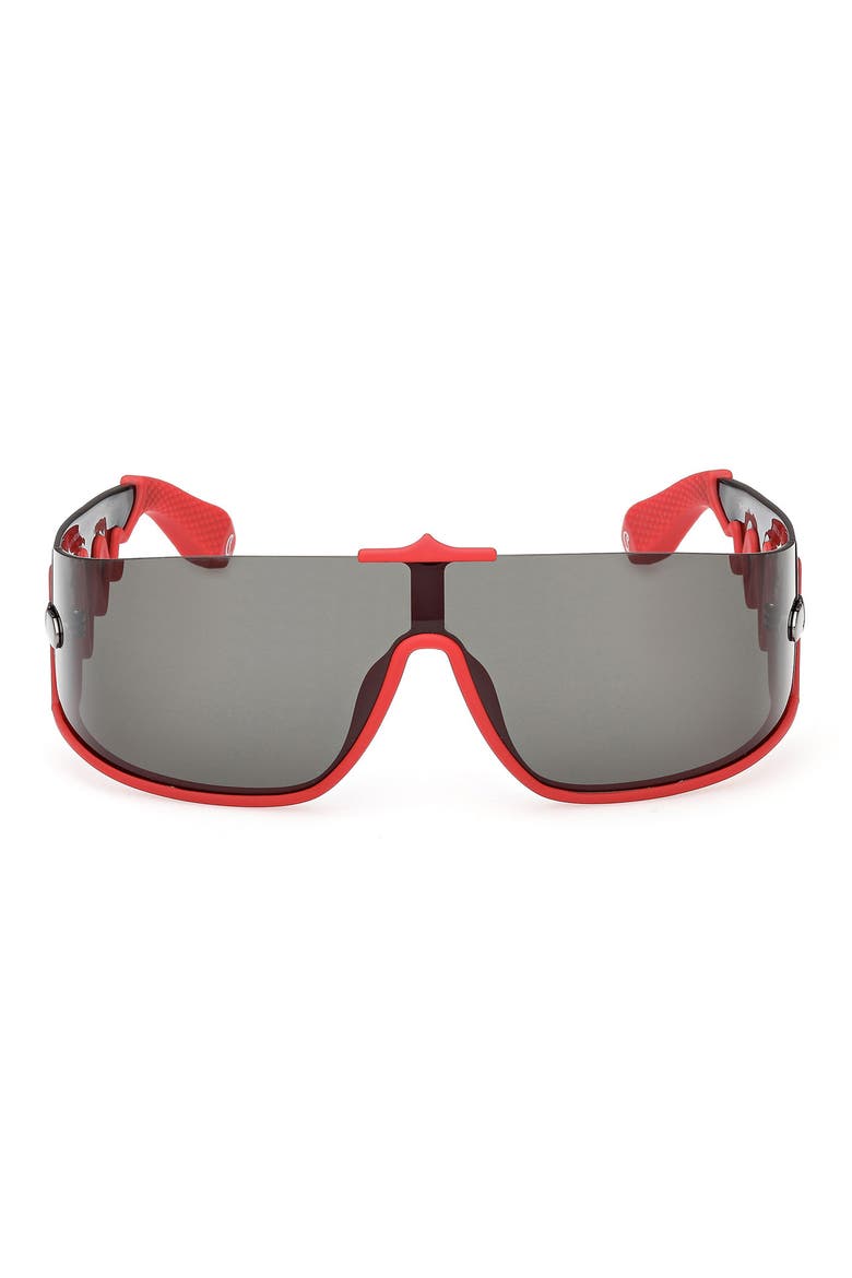 141mm Loubishark Square Shield Sunglasses, Main, color, RED FRAME WITH ZEISS LENS IN SMOKE GREY