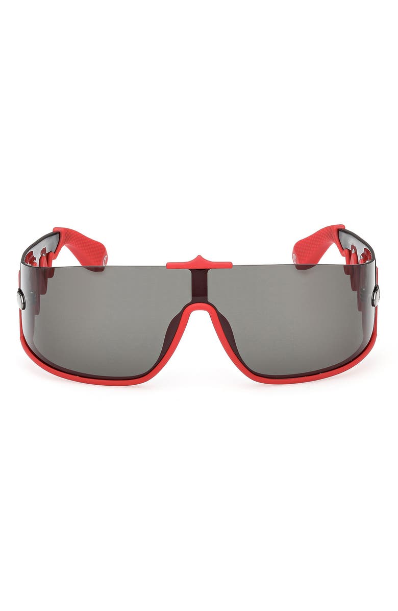 Christian Louboutin 141mm Loubishark Square Shield Sunglasses, Main, color, Red/ Smoke Grey