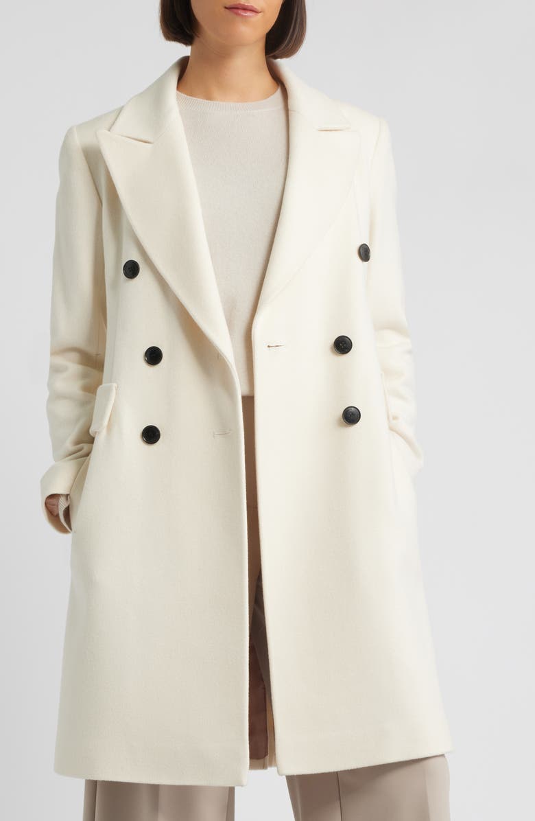 Fleurette Bianca Double Breasted Wool Coat, Alternate, color, Parchment