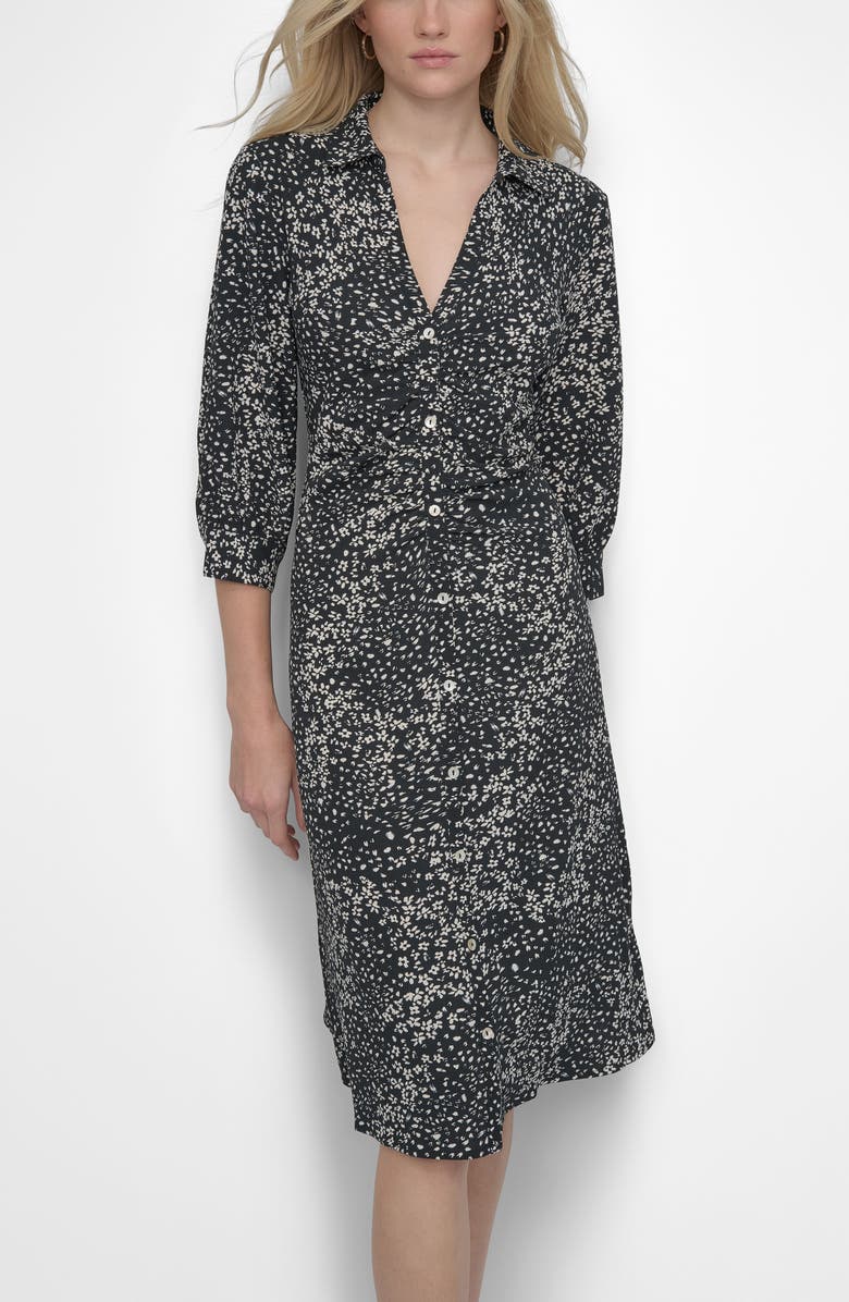 DKNY Button Front Shirtdress, Alternate, color, Black