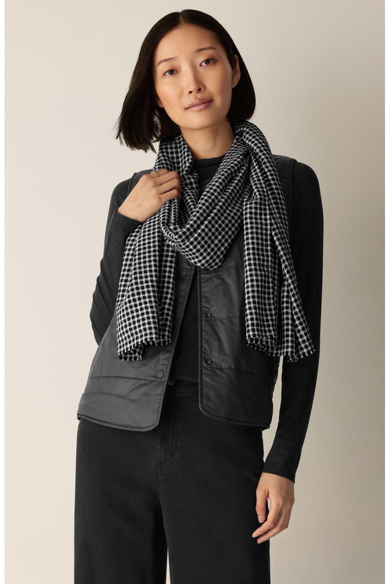 Wool & Organic Cotton Scarf, Alternate, color, BLACK