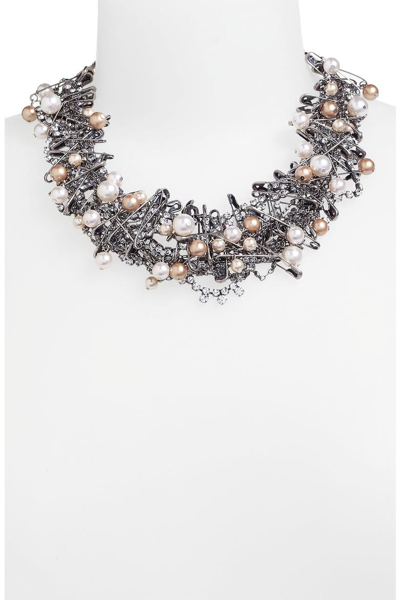 'Punk Chic Pearls' Statement Necklace, Alternate, color, SILVER MULTI