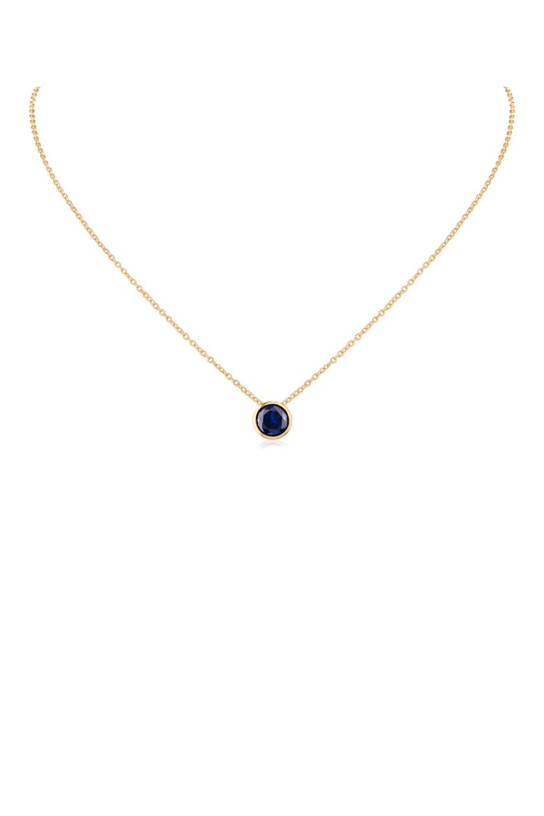 Bezel Cubic Zirconia Pendant Necklace, Main, color, SAPPHIRE/ GOLD