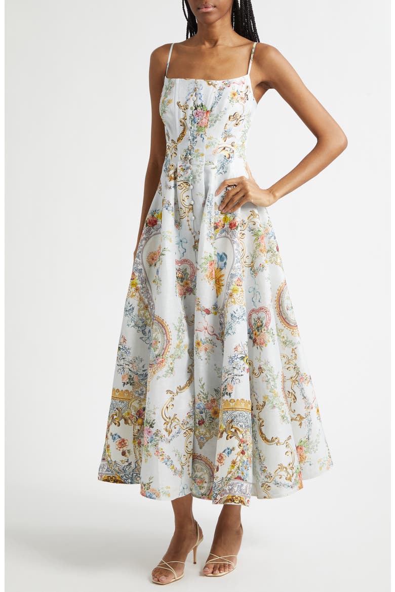 Seville Sweetheart Corset Linen & Silk Twill Fit & Flare Dress, Alternate, color, SEVILLE SWEETHEART