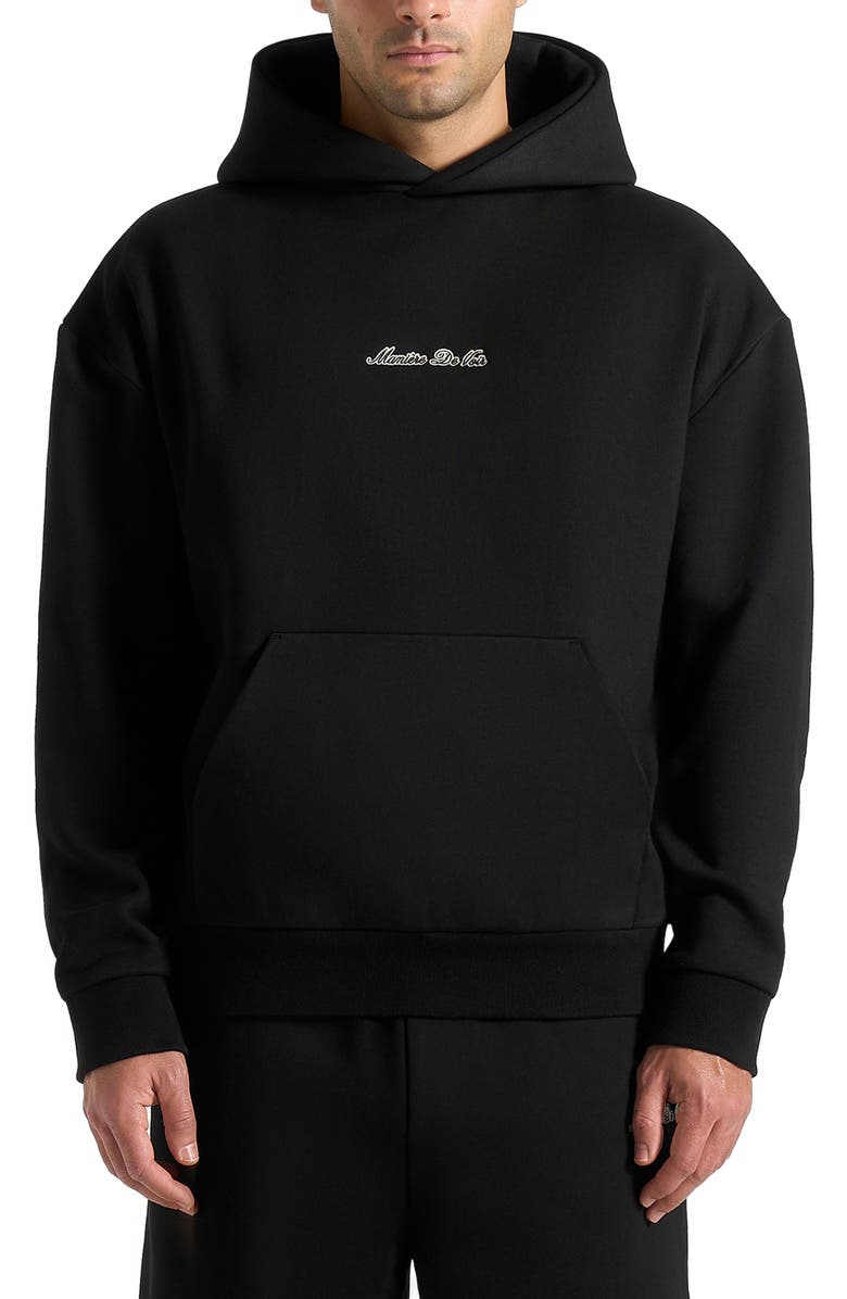 Manière De Voir Unisex Signature Relaxed Fit Hoodie, Main, color, Black