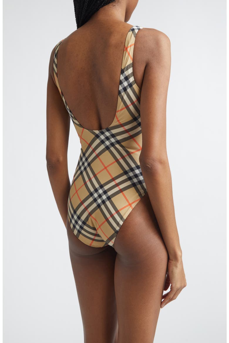 Sabina Check One-Piece Swimsuit, Alternate, color, SAND IP CHECK