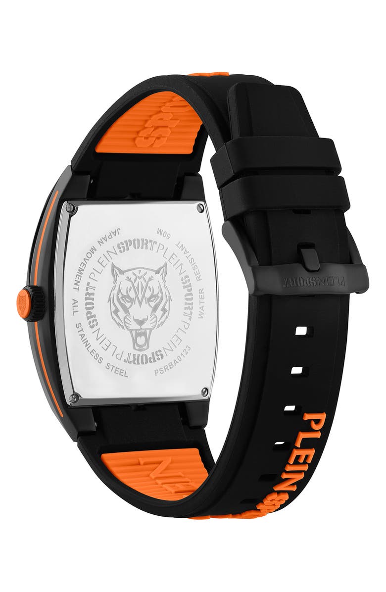 PLEIN SPORT Three-Hand Quartz Silicone Strap Watch, 40mm, Alternate, color, Black