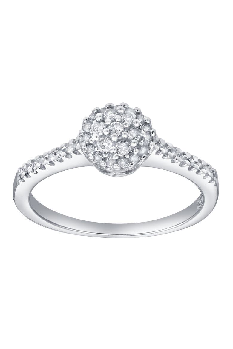 Nuvienne 0.30 Cts Natural Diamond Halo Cluster 14K Gold Ring, Main, color, 14K White Gold