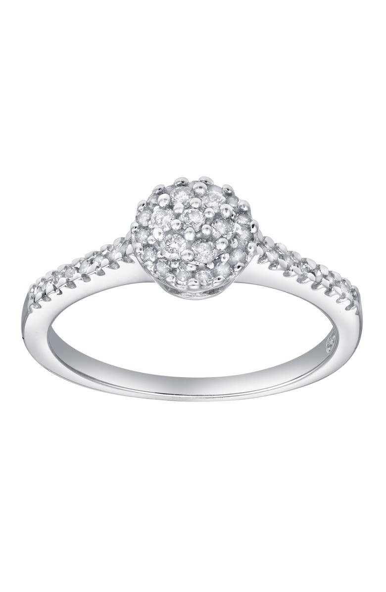 LuvMyJewelry Nuvienne 0.30 Cts Natural Diamond Halo Cluster 14K Gold Ring, Main, color, 14K White Gold