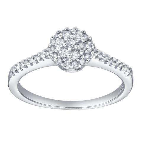 Nuvienne 0.30 Cts Natural Diamond Halo Cluster 14K Gold Ring