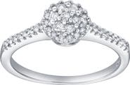 LuvMyJewelry Nuvienne 0.30 Cts Natural Diamond Halo Cluster 14K Gold Ring