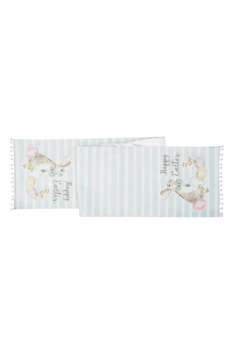 "Happy Easter" Blue Stripes Table Runner 13" x 72", Main, color, Blue