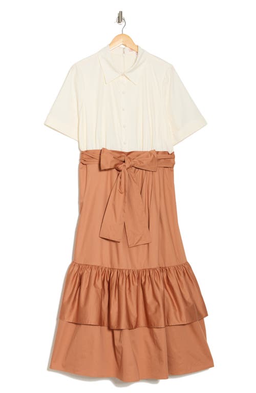HUTCH HUTCH COLORBLOCK TIERED MAXI SHIRTDRESS