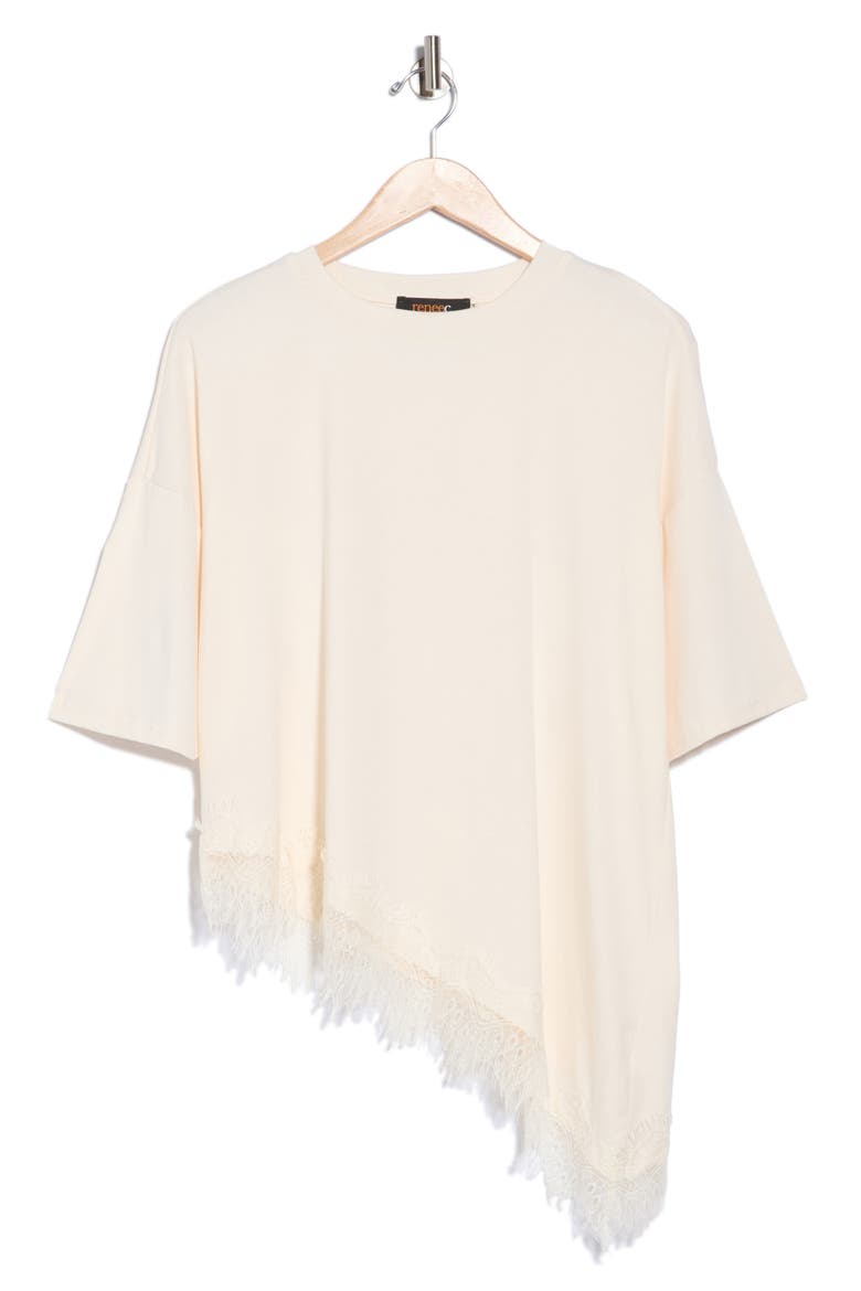 Lace Hem Assymetric Top, Alternate, color, OFF WHITE