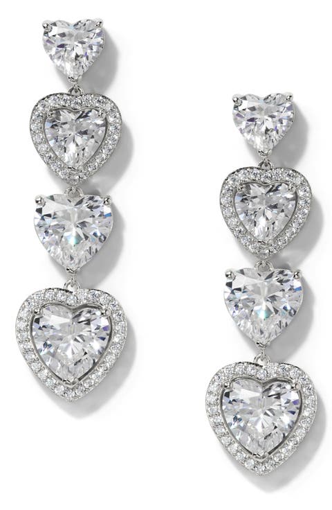 Le Bisou Halo Heart Linear Drop Earrings