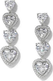Nadri Le Bisou Halo Heart Linear Drop Earrings
