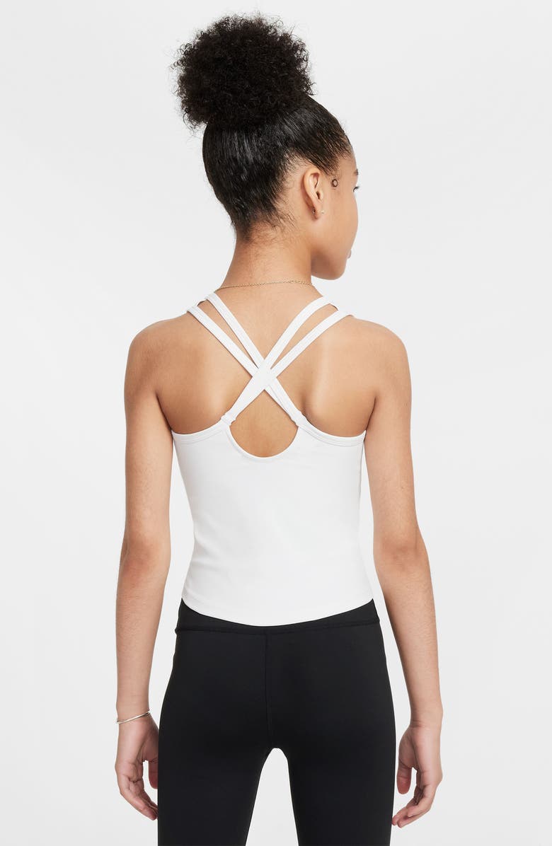 Nike Kids' Dri-FIT Strappy Tank, Alternate, color, 100 White/Black