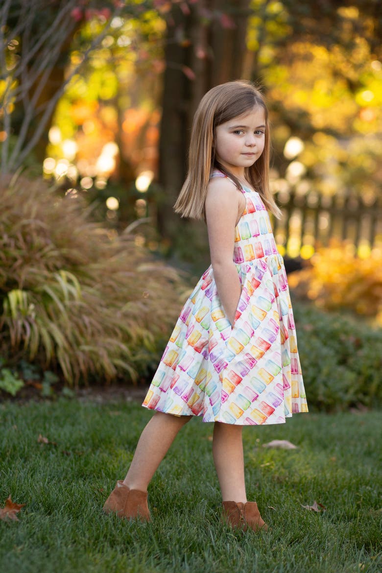 Girls Cross Back Woven Dress, Alternate, color, Popsicles