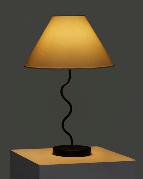 Brightech Squiggle 22' Led Table Lamp With Twisting Base And Ivory Empire Shade In Classic Black
