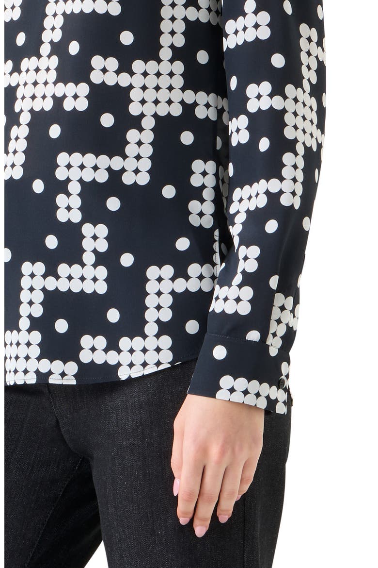 Dot Print Silk Boat Neck Top, Alternate, color, BLACK-CREAM