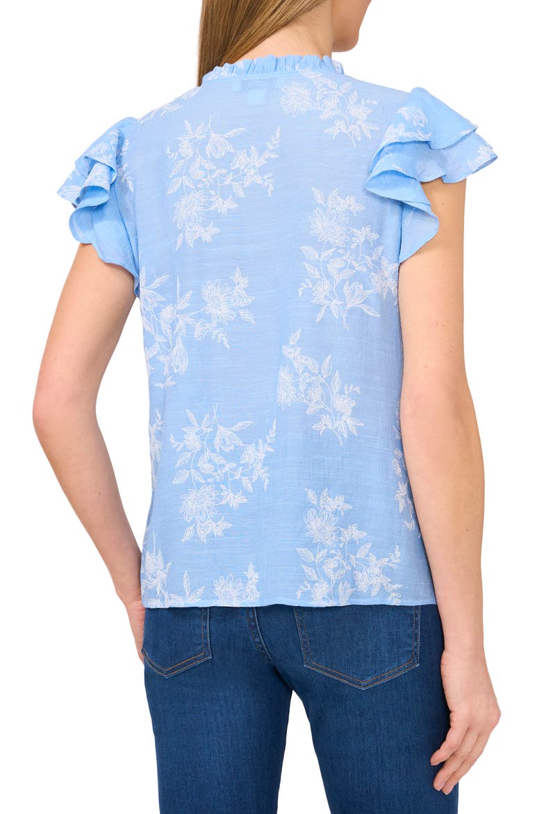 Tie Neck Flutter Sleeve Top, Alternate, color, WATERFALL