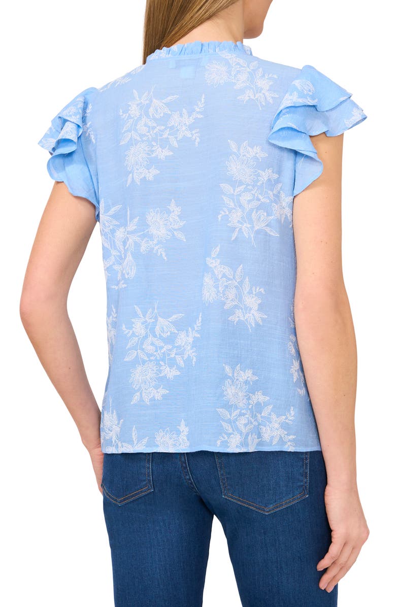 CeCe Tie Neck Flutter Sleeve Top, Alternate, color, 