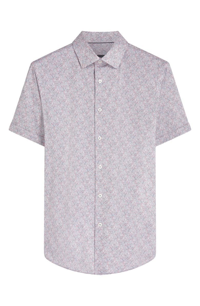 Bugatchi Miles OoohCotton<sup>®</sup> Floral Short Sleeve Button-Up Shirt, Alternate, color, Aloe
