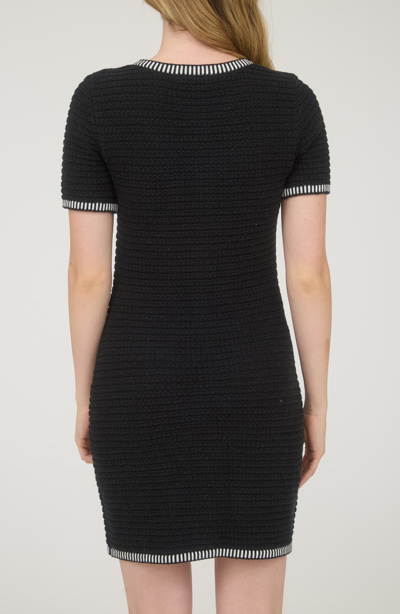 AUGUST SKY Stripe Short Sleeve Minidress, Alternate, color, Black