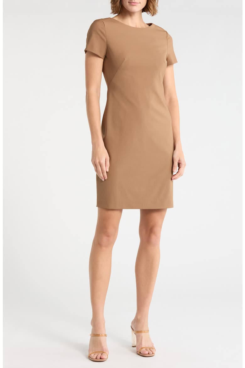 Betty Short Sleeve Shift Dress, Main, color, TRUFFLE