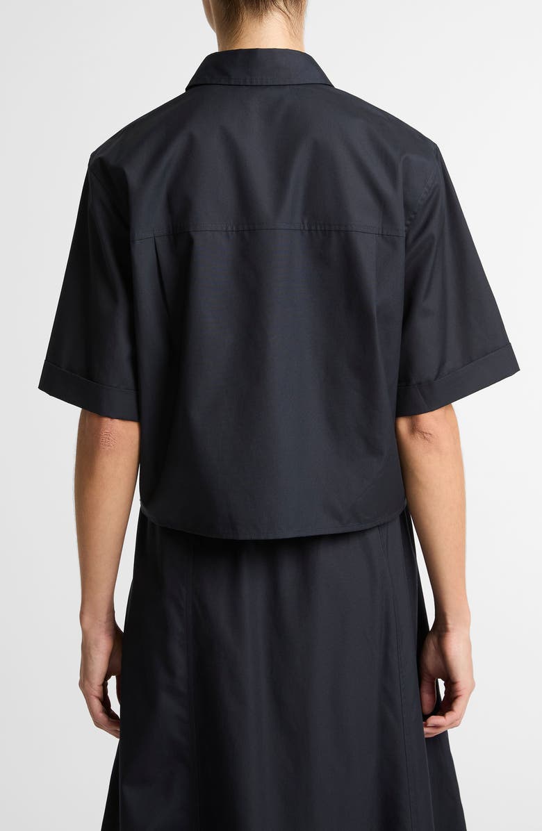 Vince Scallop Detail Short Sleeve Cotton Button-Up Shirt, Alternate, color, Eclipse