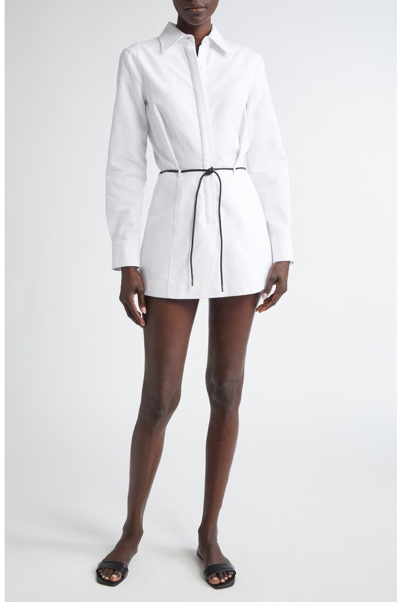 Lula Long Sleeve Belted Shirtdress, Main, color, WHITE