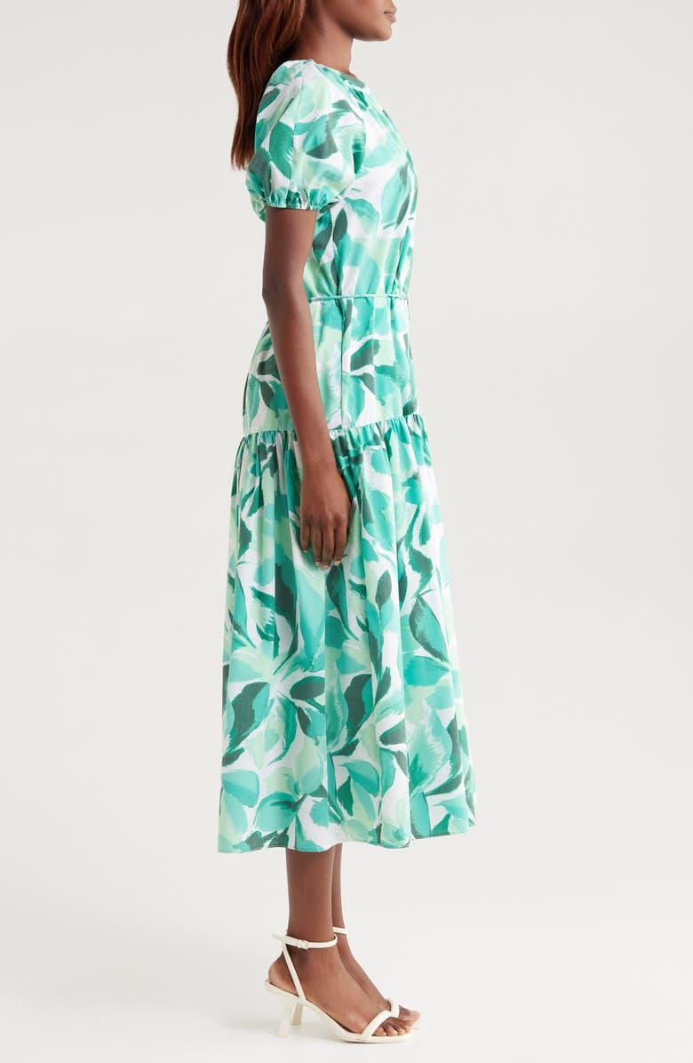 Julia Jordan Floral Tiered Midi Dress, Alternate, color, Green Multi
