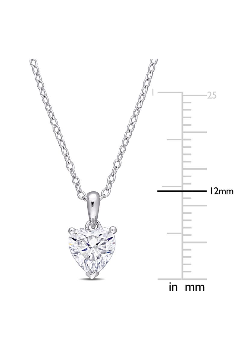 Moissanite Solitaire Heart Necklace, Alternate, color, Sterling Silver