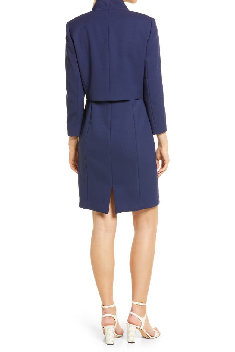 Wrap Jacket & Sheath Dress, Alternate, color, NAVY