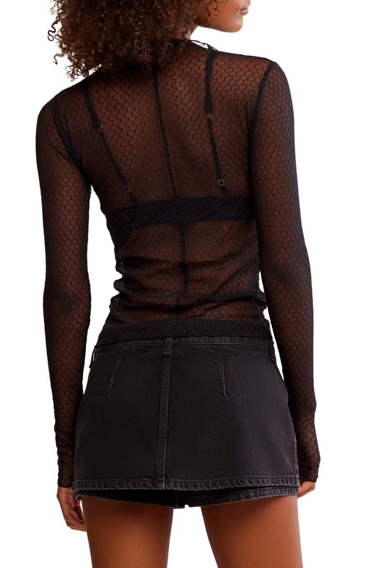 Minding My Business Sheer Top, Alternate, color, BLACK COMBO