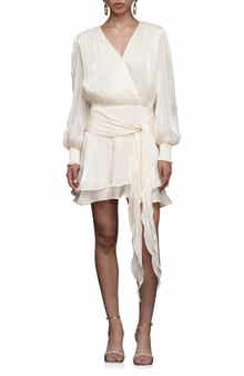 Long Sleeve Faux Wrap Minidress
