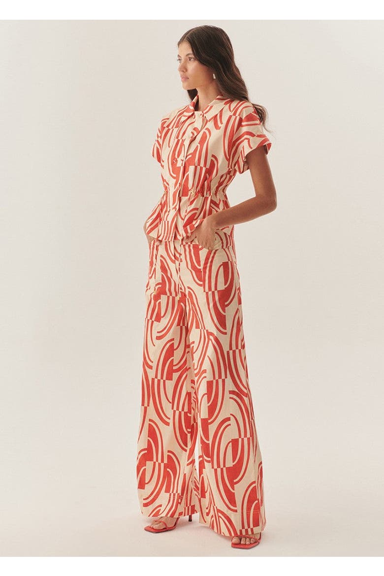 Jocelyn Cotton Shirt, Alternate, color, RED-BEIGE