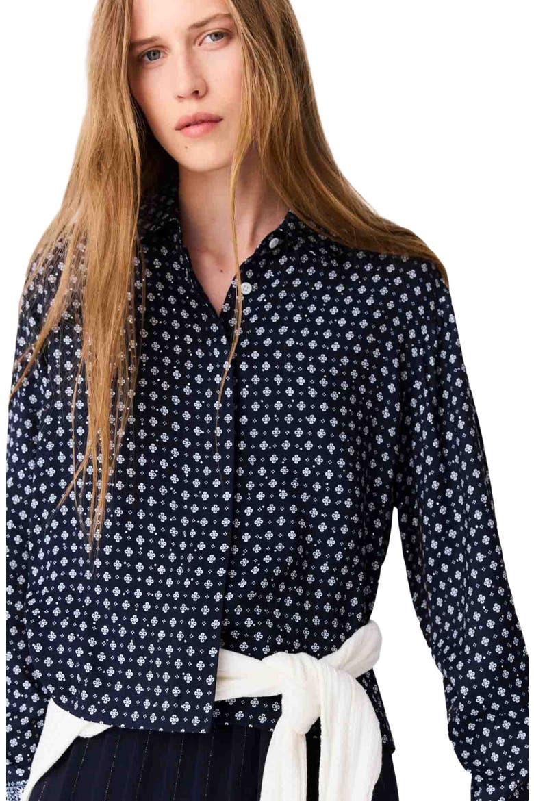 Patterned rhinestone shirt, Alternate, color, Navy loungewear