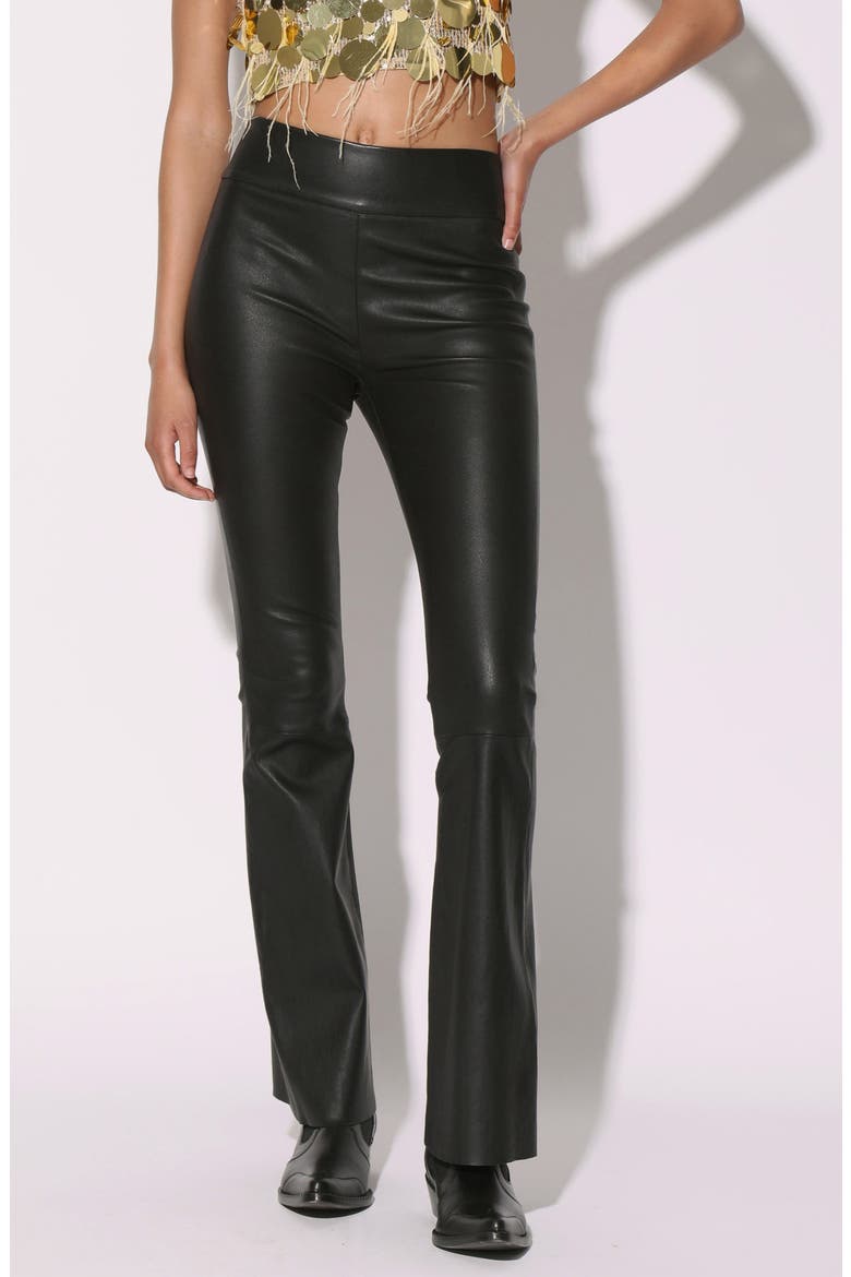 Lexie Leather Flare Leg Pants, Main, color, BLACK