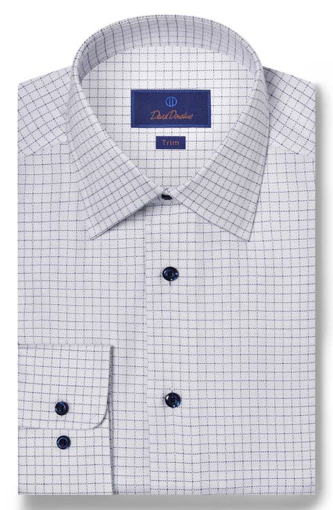 Trim Fit Check Cotton Dobby Dress Shirt