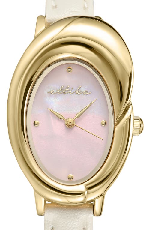 Ettika Sculpted Oval Leather Strap Watch In Gold