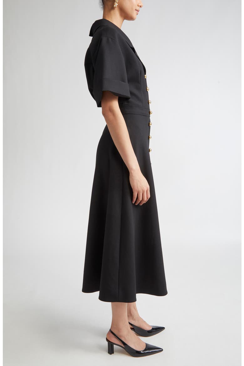 Stretch Virgin Wool Midi Dress, Alternate, color, BLACK