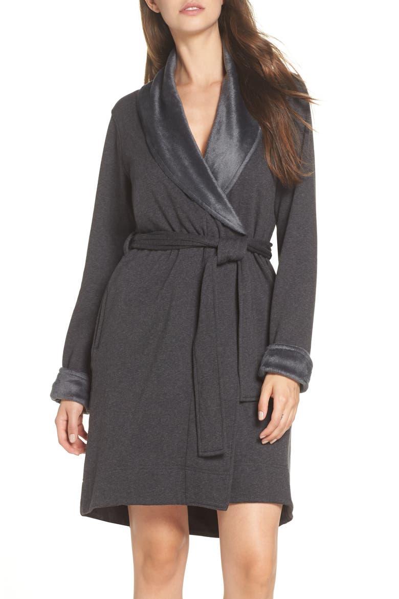 Blanche II Short Robe, Main, color, BLACK BEAR HEATHER