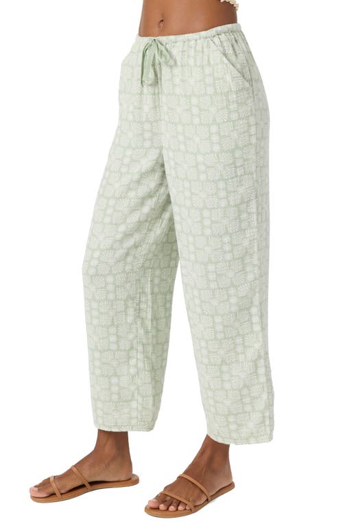 O'neill Brenda Geo Print Cotton Gauze Drawstring Pants In Green