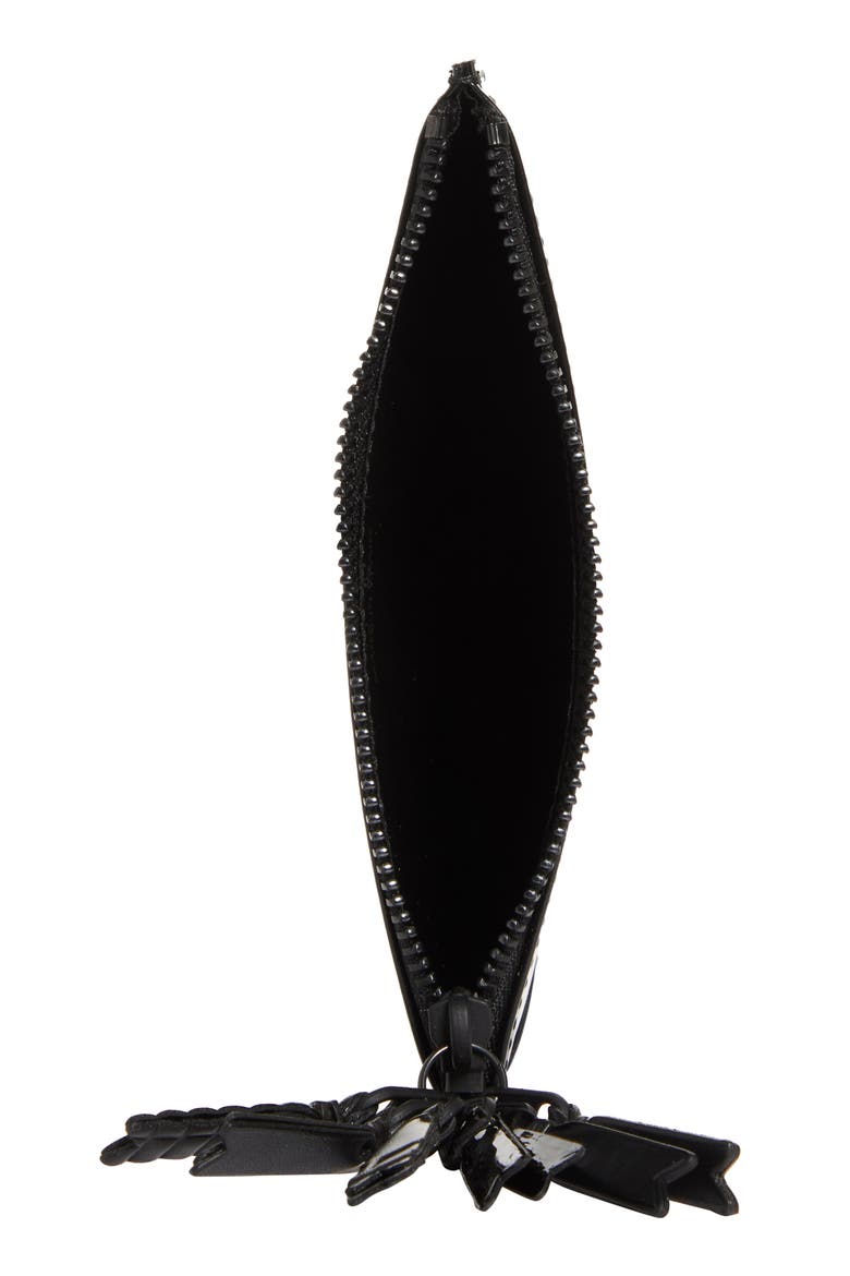 Small Zipper Medley Leather Pouch, Alternate, color, BLACK