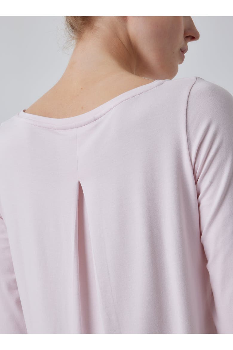 Soft Touch 3/4 Sleeve Pleated Back Crewneck Top, Alternate, color, PETALE