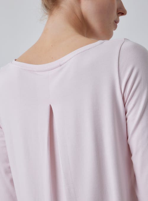 Majestic Filatures Soft Touch 3/4 Sleeve Pleated Back Crewneck Top In Pink