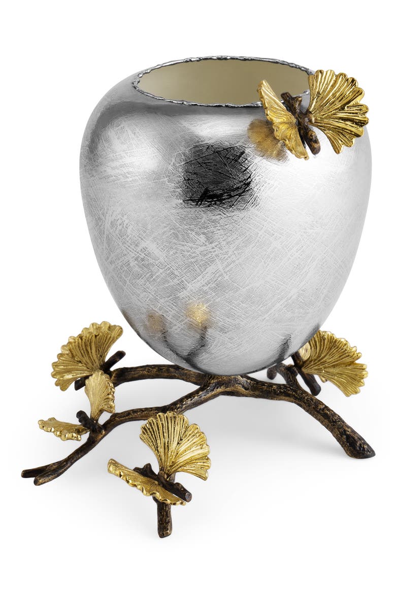 Butterfly Ginkgo Medium Footed Bowl, Alternate, color, SILVER